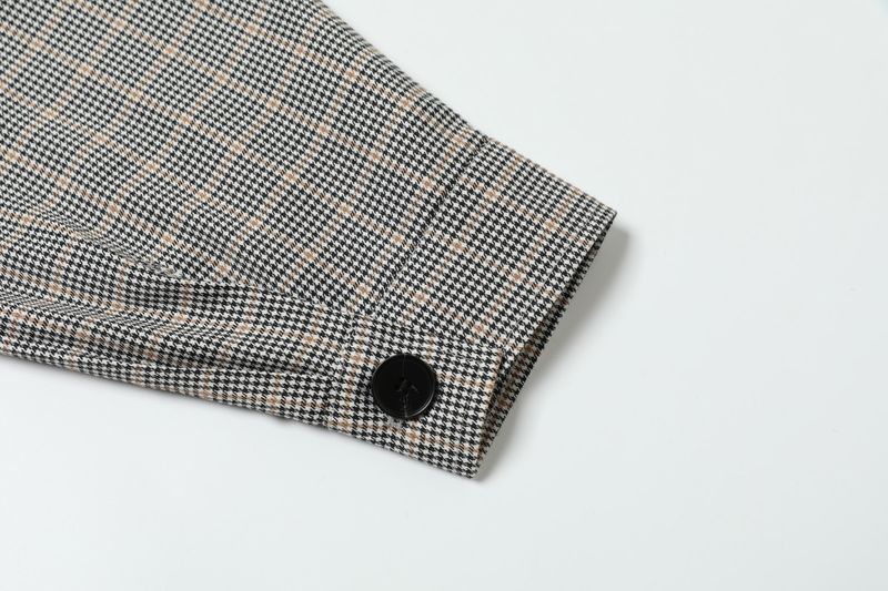 Eon Modish 25 Autumn New American Street Style Houndstooth Oversized Lapel Jacket_voghion.com