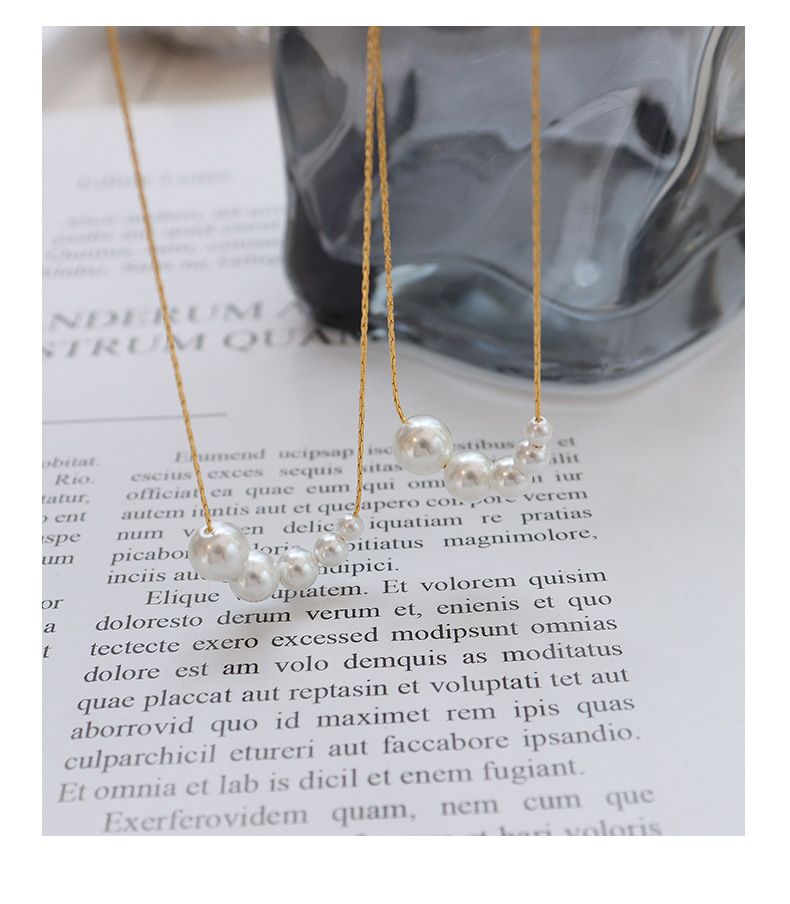Pearl Necklace Women's Minimalist Fashion Personality Vertical Chain Titanium Steel Plated Necklace_voghion.com