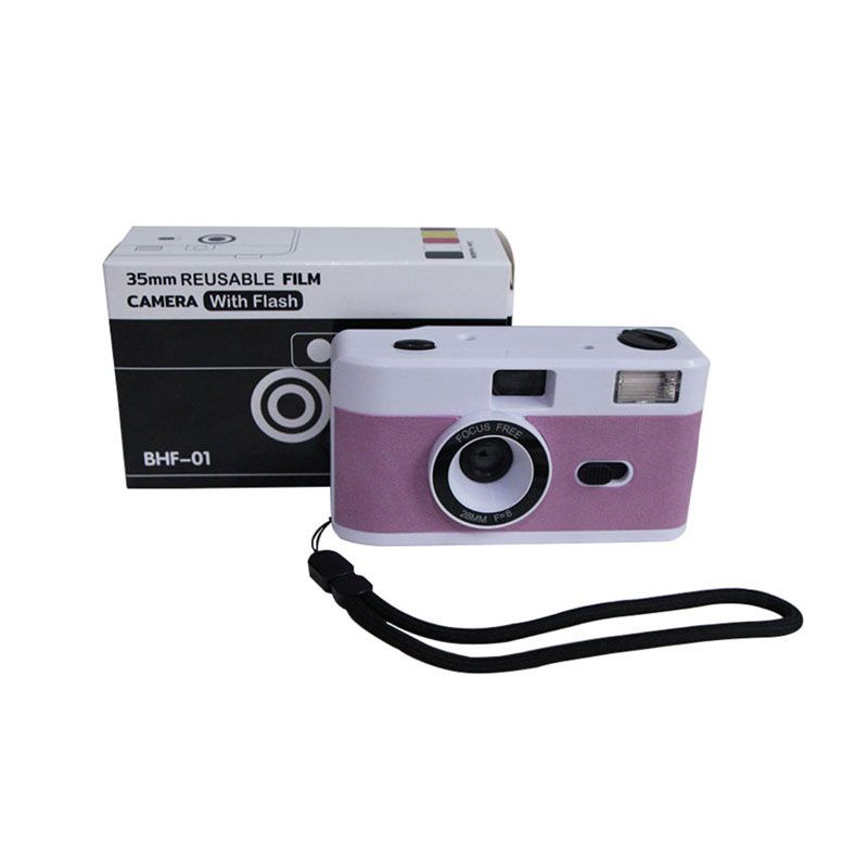 Vintage Retro 35mm Reusable Fixed Focus Lens Manual Film Winding And Rewinding Built-in Flash Non Disposable Camera_voghion.com