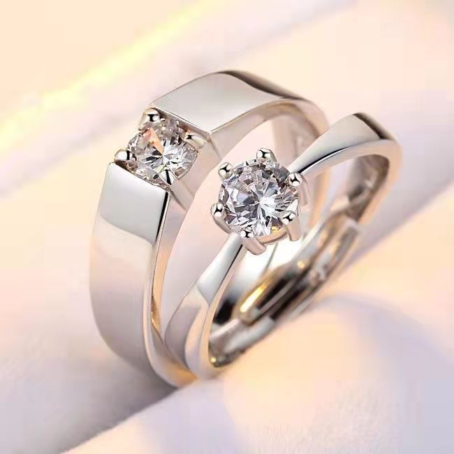 Fidanzamento transfrontaliero con moissanite e zircone per uomo e donna, anelli di coppia, corona classica europea e americana a sei punte_voghion.com
