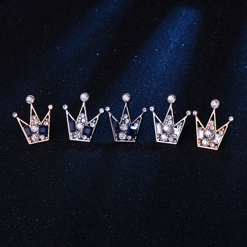Crown Suit Brooch Small Lapel Pin Men's And Women's Shirt Collar Button Crystal Corsage High-end Badge Accessories_voghion.com