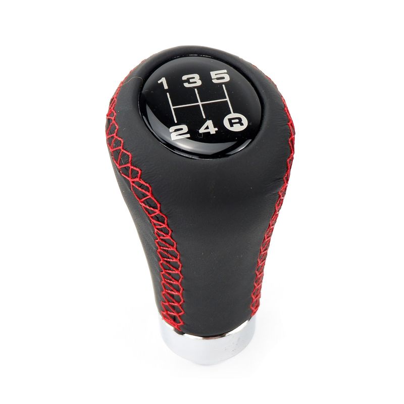 Universal Car Shift Knob Gear Stick + Boot Set 5 / 6 Speed Manual Shifter Lever Black Red e PU Leather_voghion.com