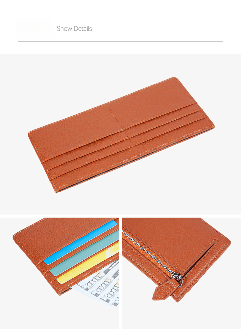 Cartera minimalista nueva con tarjetero integrado con sensación de cuero auténtico y clip para billetes con múltiples posiciones para tarjetas Cartera japonesa de moda con cremallera cero_voghion.com