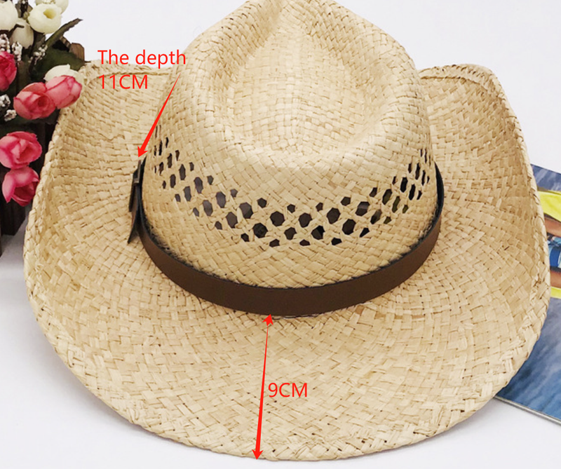 Hot selling heren en dames raffia Western cowboyhoed zonnehoed strandhoed strohoed_voghion.com