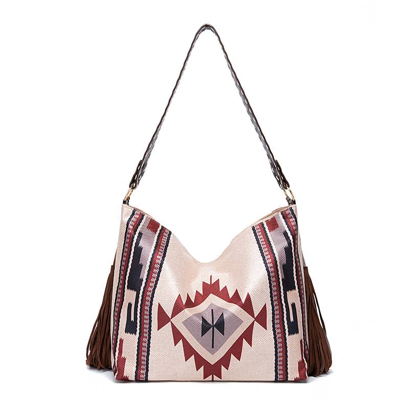 Borsa a tracolla in lino di cotone intrecciato a mano di nuova moda di design bohémien vintage_voghion.com