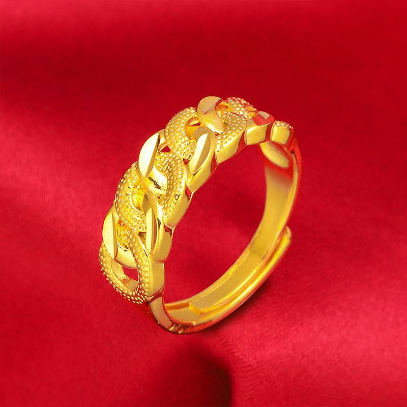 Vietnam Sand Gold Vintage Twist Armband Set Echt vergoldet Twist Ring Armband_voghion.com