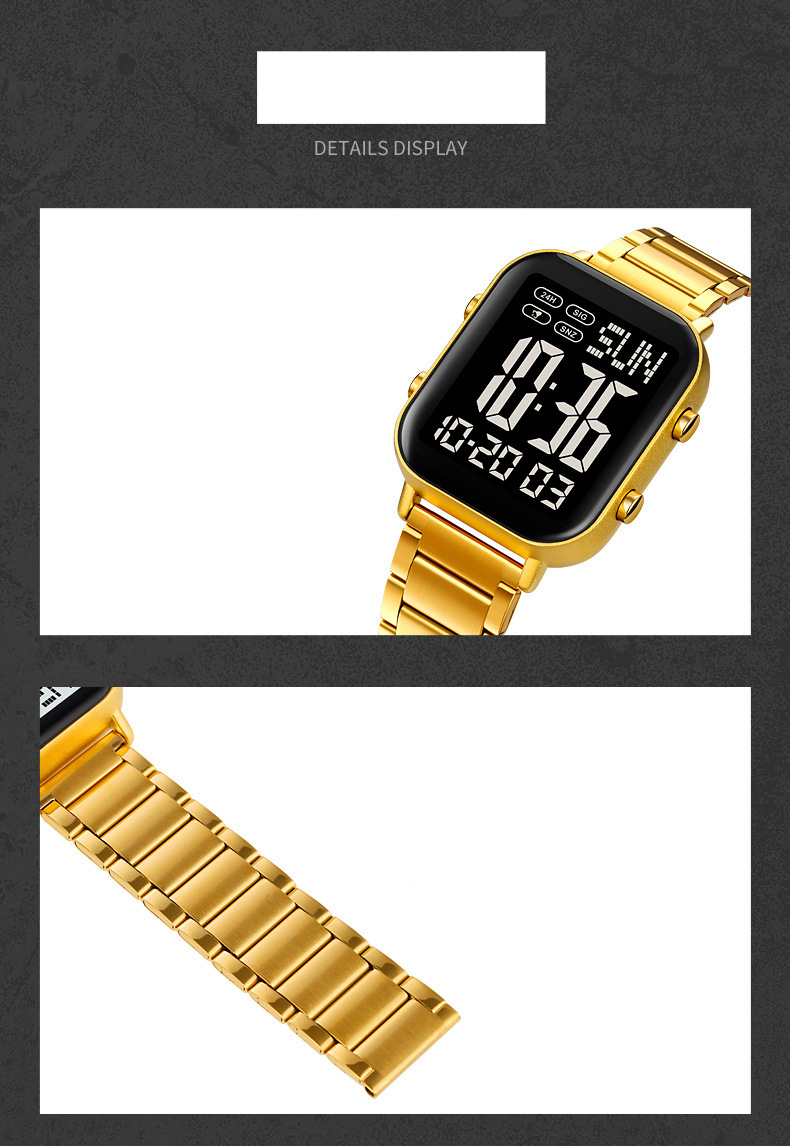 Watch Men's Trend Simple Youth Student Sports Waterproof Glow-in-the-dark Multi-functional Square Electronic Watch_voghion.com