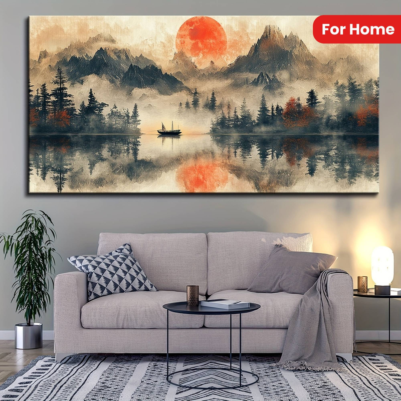 1pc Wood Frame Canvas Prints Painting, Modern Retro Natural Scenery Canvas Art Print, For Living Room, Bedroom, Office, Dining Room_voghion.com