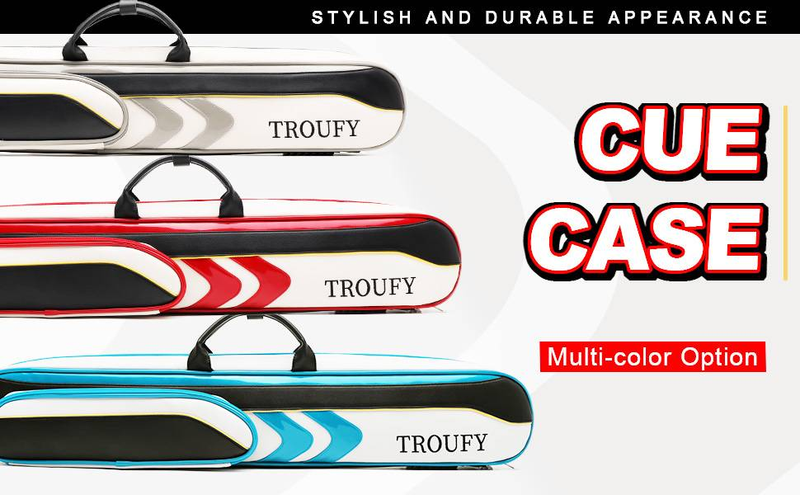 TROUFY 3X4 Pool Cue Case PU Leather Durable Billiard Cue Case For 3 Butts & 4 Shafts, Shockproof Protection,Stylish & Lightweight_voghion.com