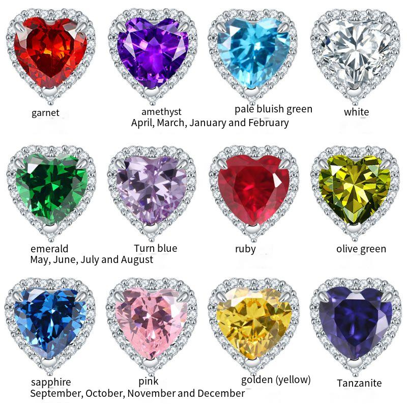Love Birthstone Ohrringe - Minimalistische Ohrstecker aus S925 Sterlingsilber mit farbigen Edelsteinen (Schmuck als Geschenk zum 12. Monat auf Lager)_voghion.com