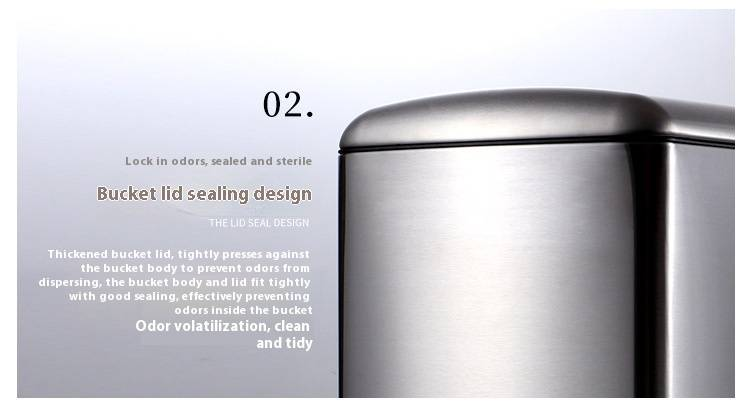 Stainless Steel Silent Step Trash Can – Large Capacity Office Home Kitchen Commercial Use – Dual Compartment Hands-Free Foot Pedal Bin_voghion.com