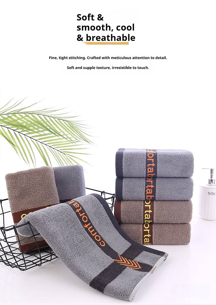 Zestaw ręczników bawełnianych – 32-warstwowe luksusowe ręczniki kąpielowe i do rąk, 34 x 74 cm i 34 x 34 cm, wzór żakardowy i w paski, do hoteli i siłowni (szary/brązowy)_voghion.com