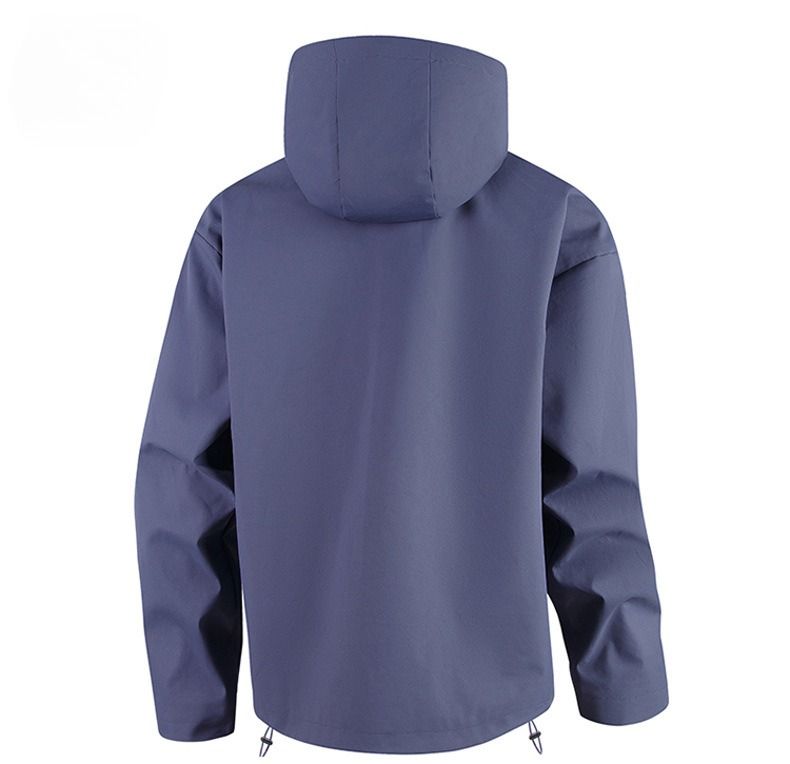 Men's Lightweight Windbreaker Jacket – Unisex Zip-Up Hooded Outerwear (4 Colors, Polyester Shell, Drop Shoulder Fit)_voghion.com