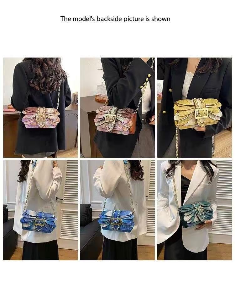 Bag Female Fashion Messenger Bag Red Super Fire Candy Color Chain Small Square Bag Small Crowd Stripe Messenger Bag Tide_voghion.com