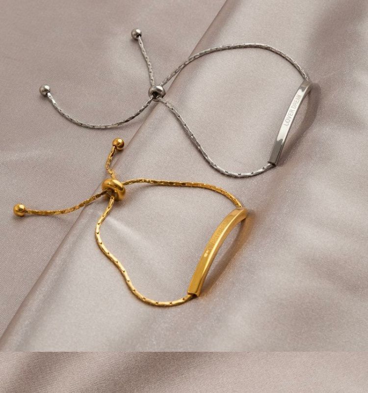 Bracciale in acciaio al titanio con lettere dorate, fatto a mano, alla moda, versatile, semplice, personalità, nicchia_voghion.com