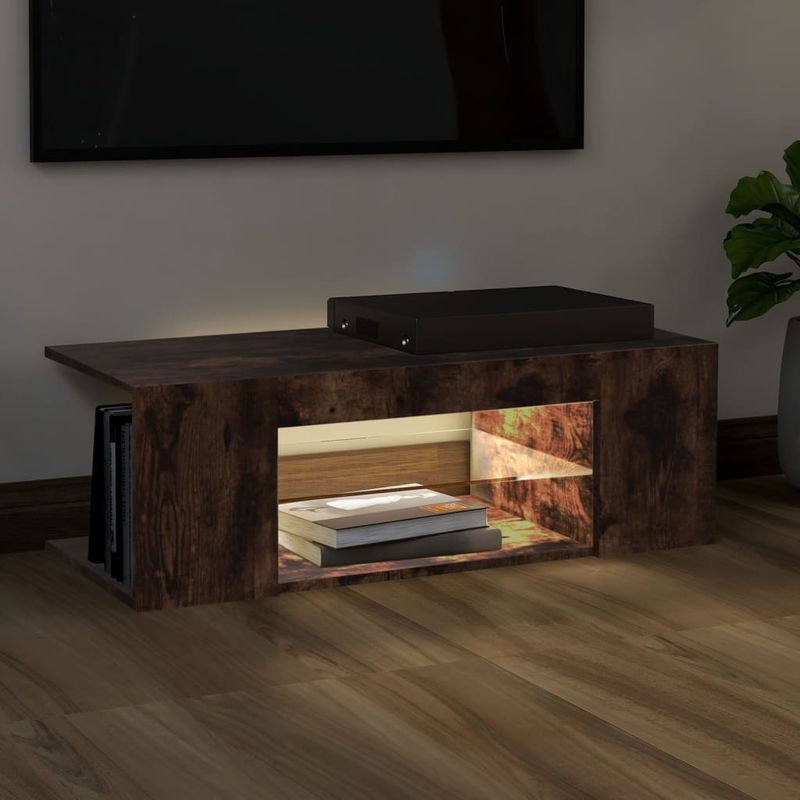 TV-Schrank mit LED-Leuchten Räuchereiche 90x39x30 cm_voghion.com