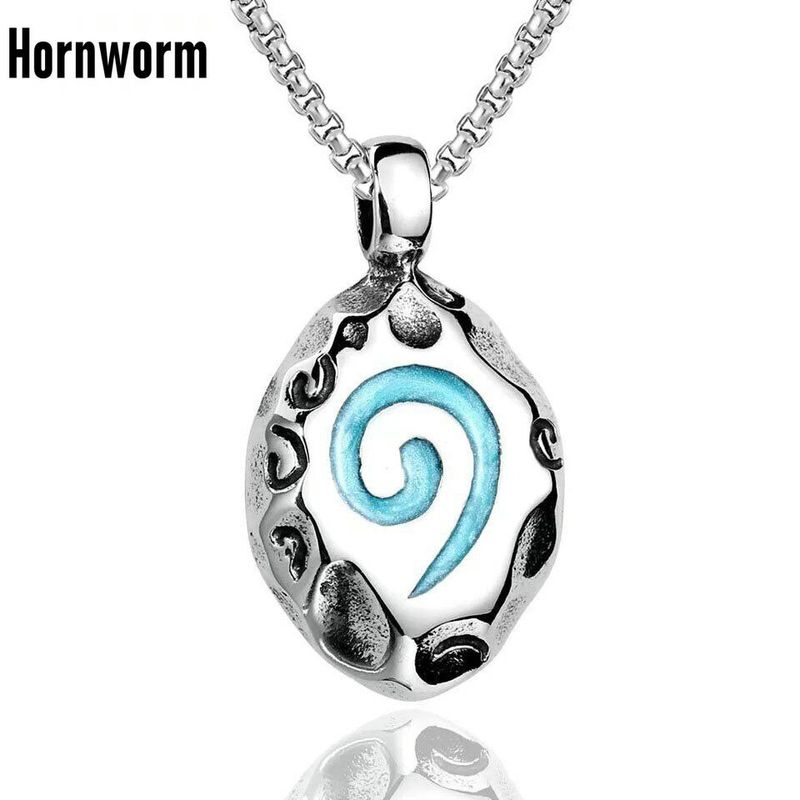 Collana da uomo in acciaio inossidabile con ciondolo a spirale in selce tribale indiana nativa, stile punk, retrò, vintage, regalo per la festa del papà_voghion.com