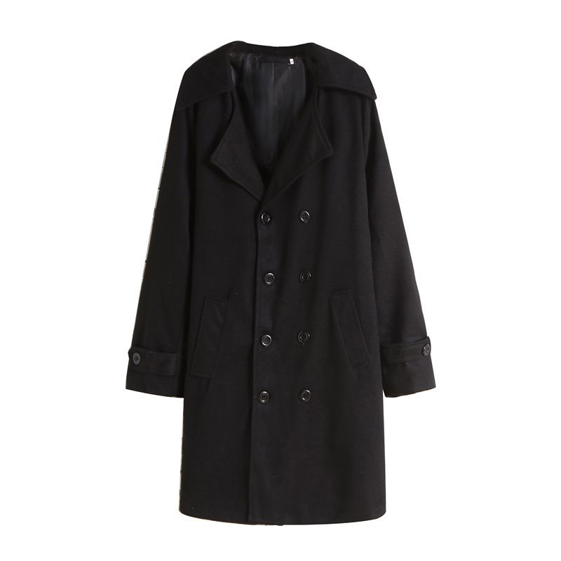Autumn Winter New Men's Trench Coat Jacket Double-Breasted Mid-Length Woolen Overcoat_voghion.com