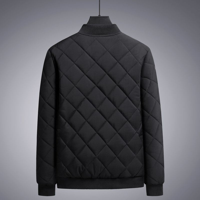 Men's down checkered winter thin cotton jacket, plus size fat coat, men's jacket_voghion.com