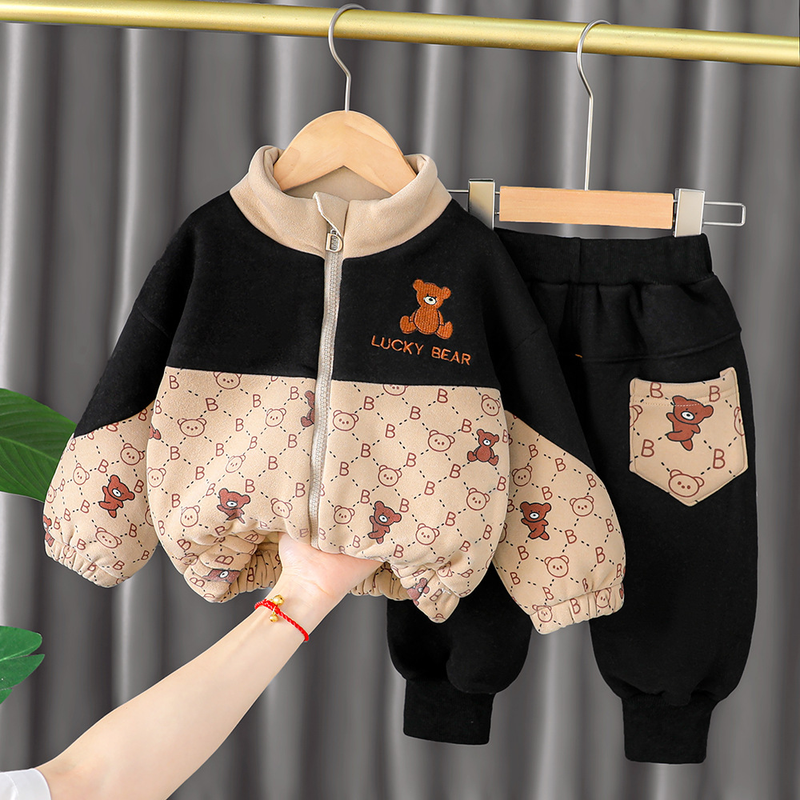 Dickes, warmes Baby-Set für Jungen, zweiteiliges Set für Herbst und Winter_voghion.com