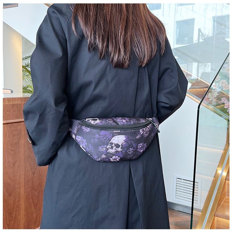 Borsa da donna con stampa teschio gotico - Elegante borsa a tracolla per Halloween e street fashion_voghion.com