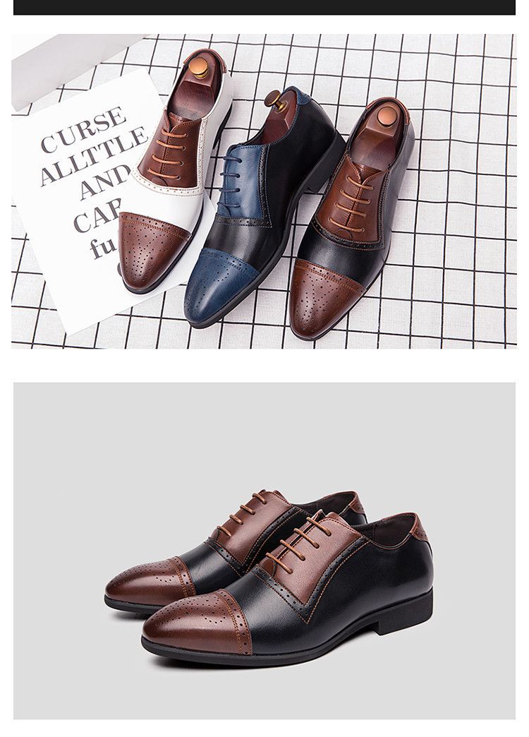 Scarpe in pelle Brock da uomo intagliate scarpe da uomo retrò britanniche abbinate colore casual aumento_voghion.com