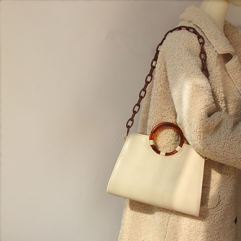 Borsa a tracolla in acrilico tartarugato, in resina, colorata, fatta a mano, staccabile, spessa, con tracolla singola, catena_voghion.com