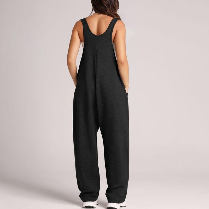 Sommer-Jumpsuit aus Baumwolle für Damen – Ärmelloser Overall mit Taschen, lässiger, lockerer Schnitt | Streetwear-Mode | Leicht und atmungsaktiv_voghion.com