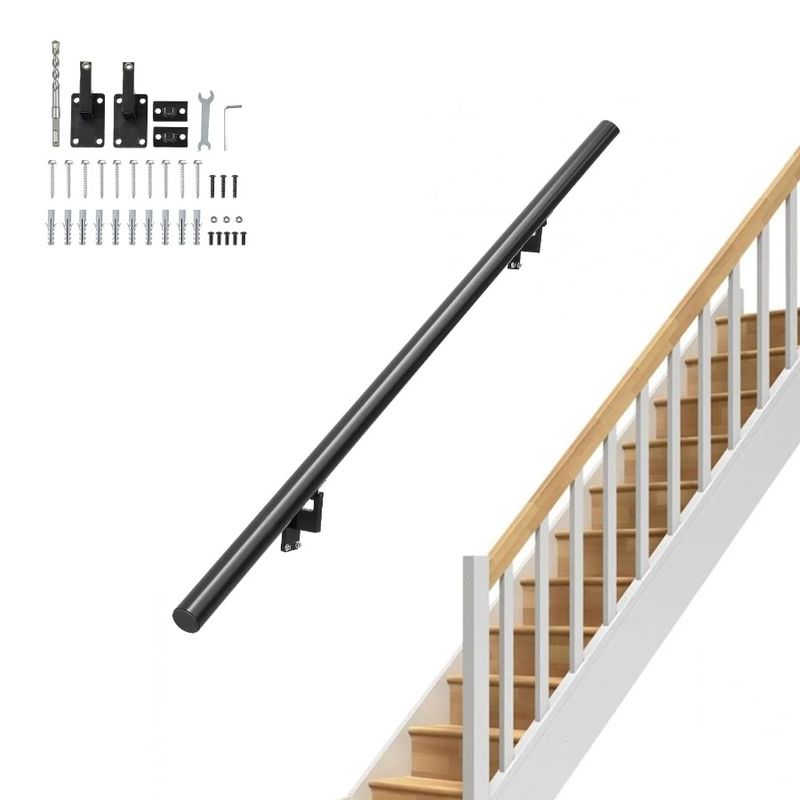 Kit Mount Stair For Hand Installation Handrail Rail Stairs Alloy Handrails Railing 44 Indoor Thickened Ft With 4 Wall Aluminum_voghion.com
