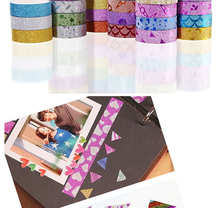 Autocollants décoratifs en ruban pailleté en gros 1,5 cm * 3M 10 rouleaux d'un tube de ruban pailleté_voghion.com