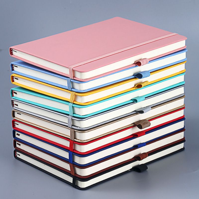 A5 Minimalist Elastic Band Notebook - Premium PU Leather Cover, 100 Sheets Lined Paper, Business Office_voghion.com