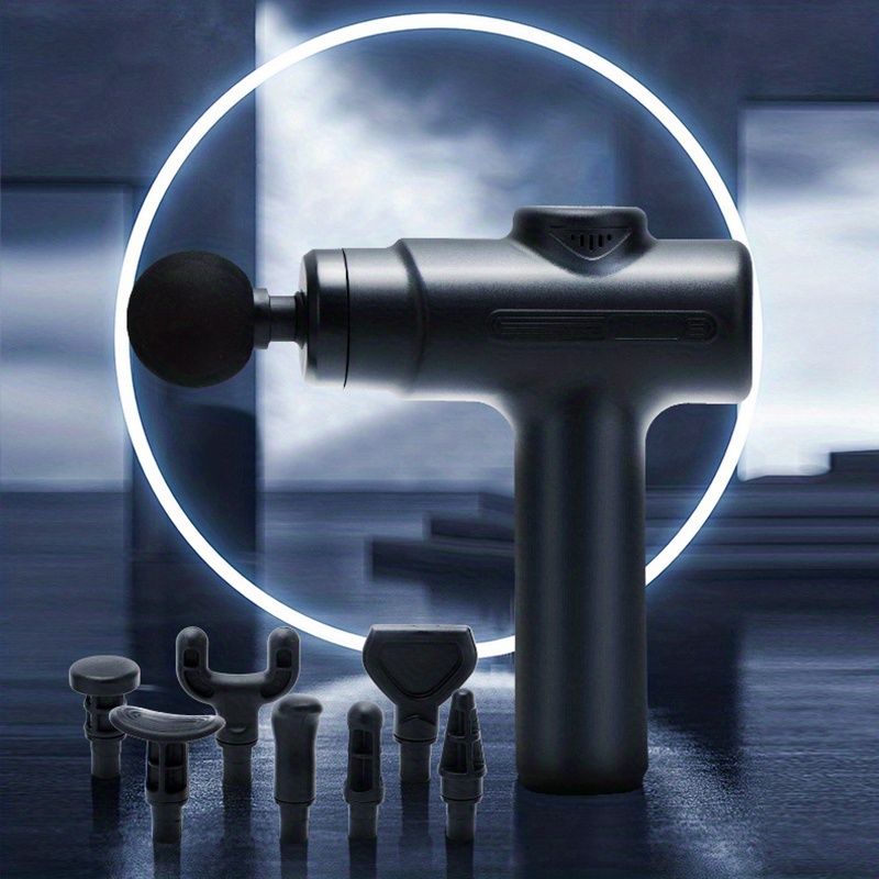 1pc Fascia Gun Masažna pištola za mišice Deep Tissue Percussion Massager za športnike, ročna pištola za masažo hrbtnih mišic telesa z 8 masažnimi glavami_voghion.com