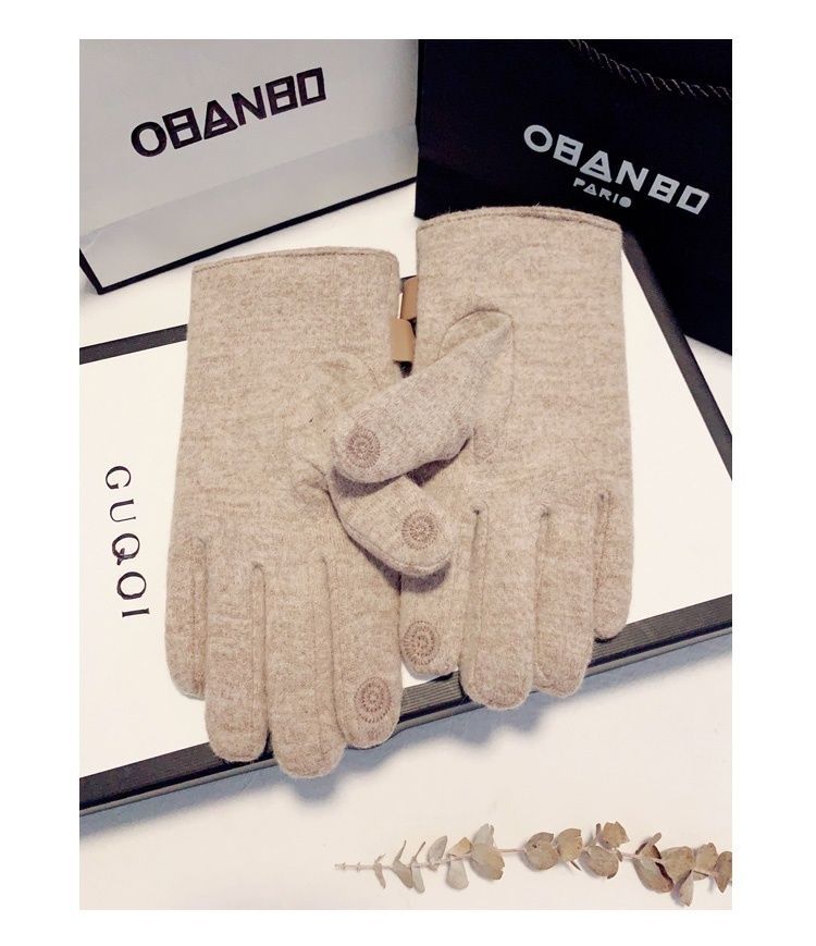 Uld handsker til mænd med touchscreen, vintermodel med fortykket fleece for varme, modstandsdygtighed over for kold vind, cool og afslappet kørsel_voghion.com