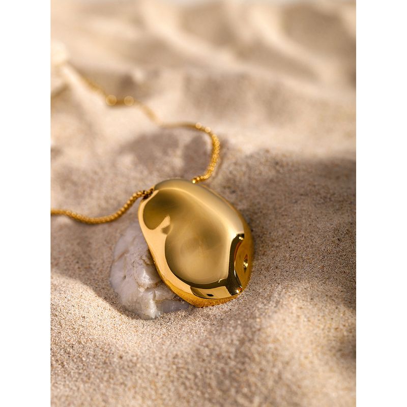 Instagram Goud Roestvrij Staal Onregelmatig Concaaf Hamerpatroon Nieuw minimalistisch Ontwerp Sense Ketting_voghion.com