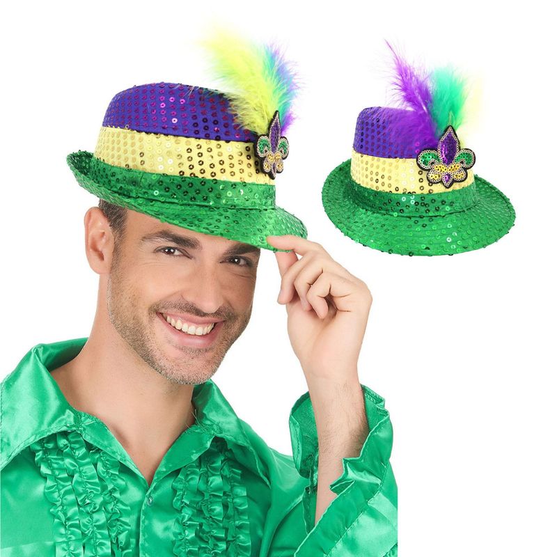 New Brazilian Carnival Three-Color Feather Jazz Hat Venice Party Ball Performance Props_voghion.com