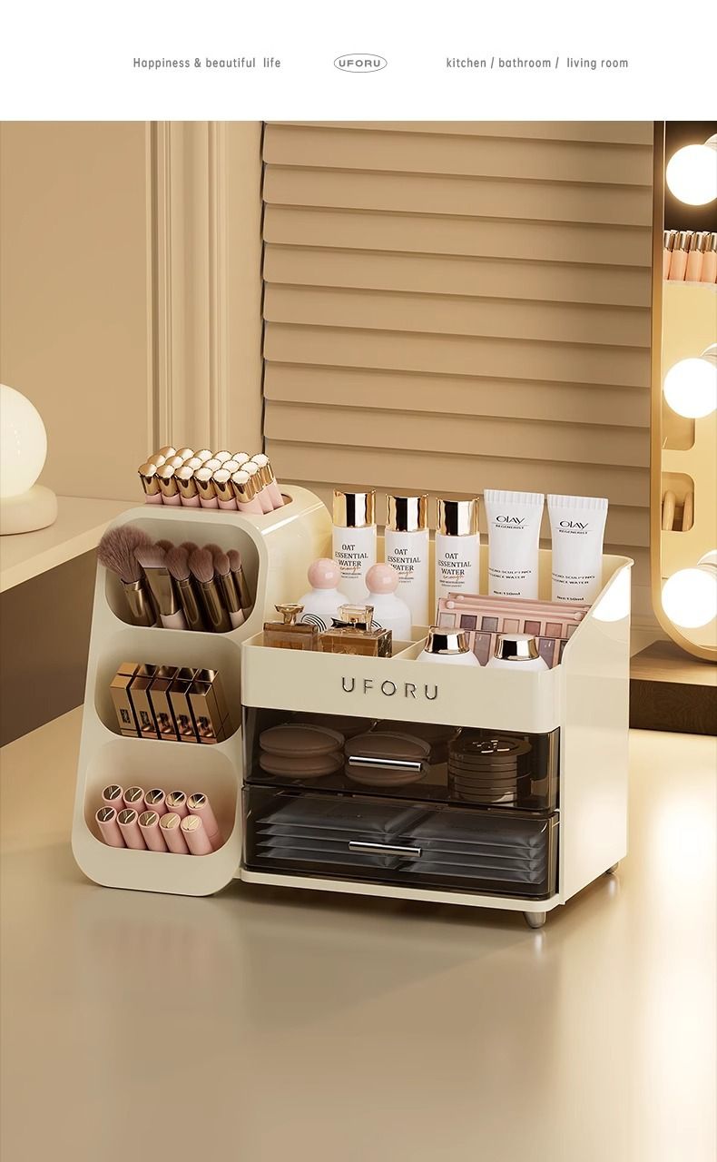 Makeup Tools & Accessories Desktop Cosmetic Storage Box Dressing Table Household Skin Care Products Rack Advanced Storage Box Dustproof Cosmetic Box_voghion.com