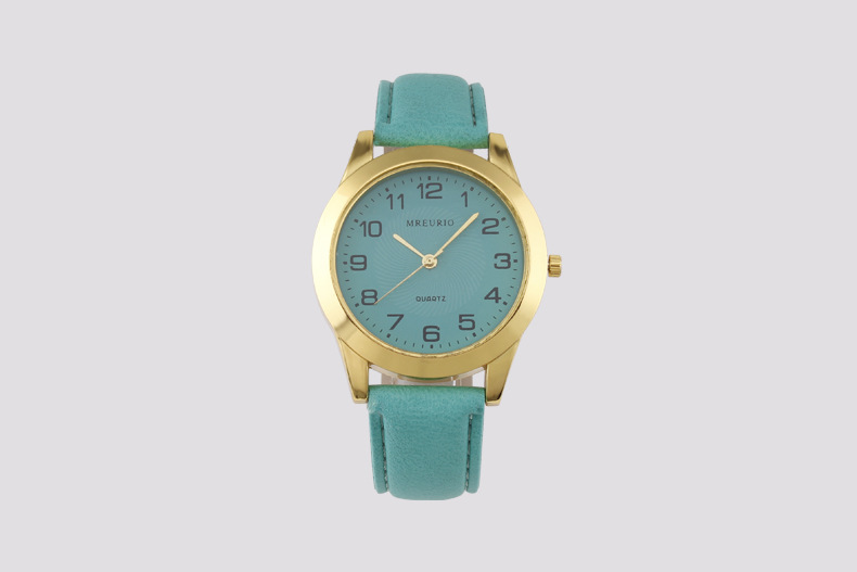 Digital color women's fashionable leather strap, quartz watch, large dial_voghion.com