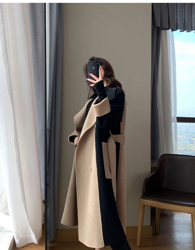 Nuovo temperamento da donna di media lunghezza autunno e inverno e cappotto di lana stile Hepburn di fascia alta_voghion.com