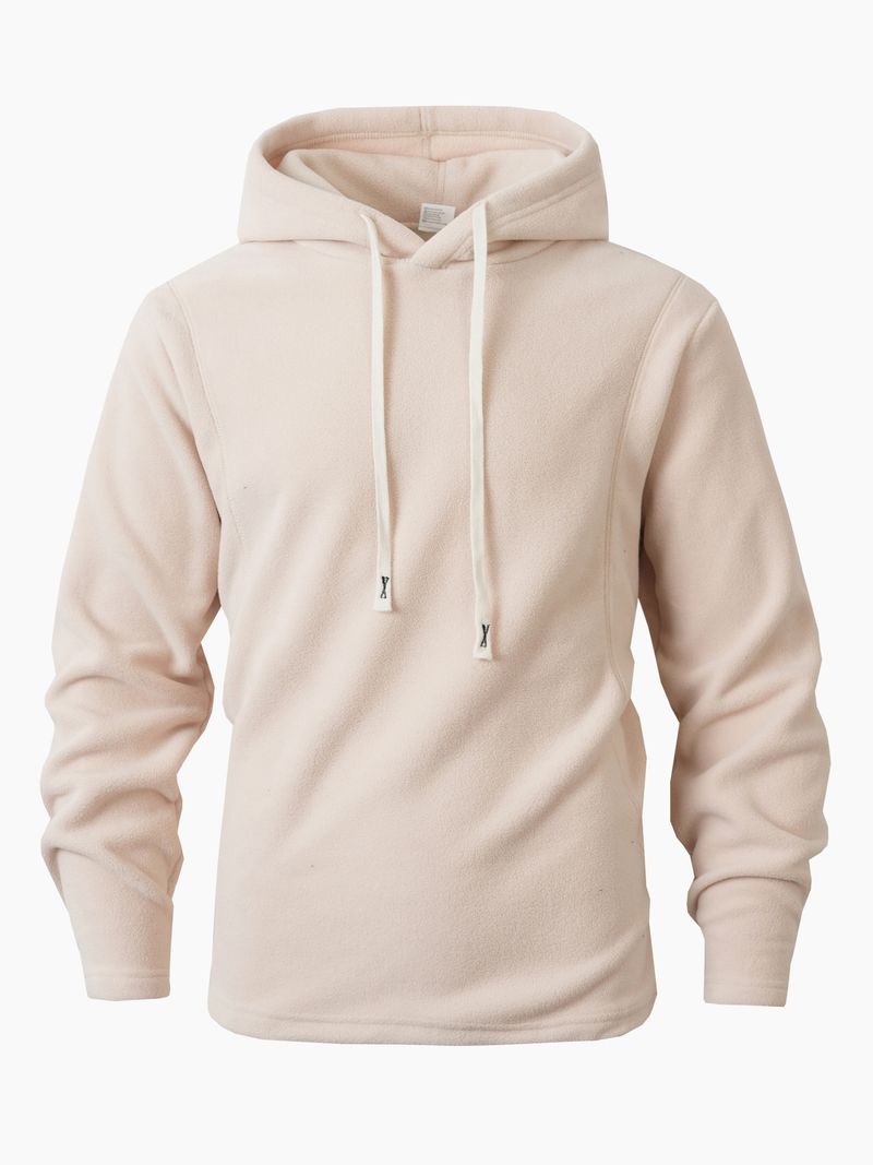 Felpa oversize con cappuccio in pile da uomo – Pullover invernale con tasche laterali (S-2XL, Nero/Blu navy/Antracite/Crema)_voghion.com