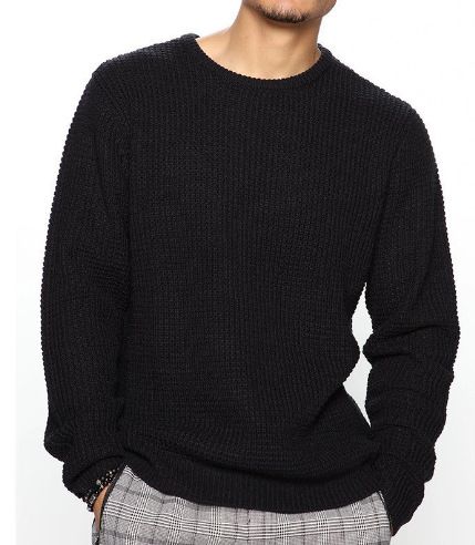 Knitted Sweater New Men's Long Sleeve Round Neck Casual Loose Pullover Solid Color Top_voghion.com