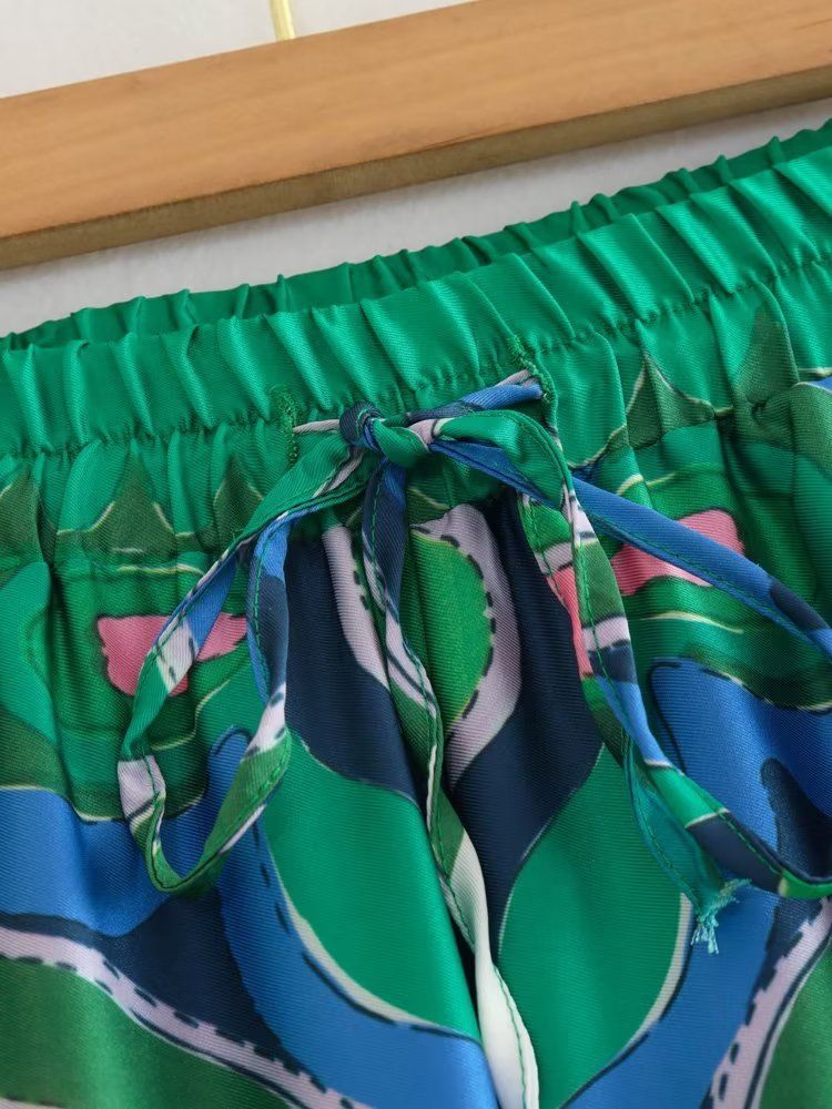 Dammekleeder Modesch Summer nei positionéierend gedréckte Hosenträger Tube Top + drapéierend wäitbeen Hosenkostüm 8VS9392_voghion.com