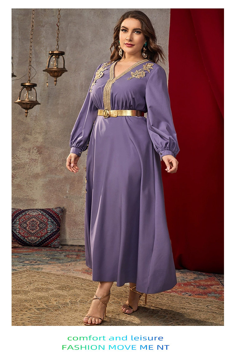 Abito ampio da donna a vita alta con scollo a V_voghion.com