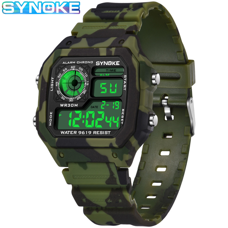 Vietam Market Camouflage Multifuctioal Fashio Square Studet Electroic Watch Colorful Lumious Waterproof Sports_voghion.com