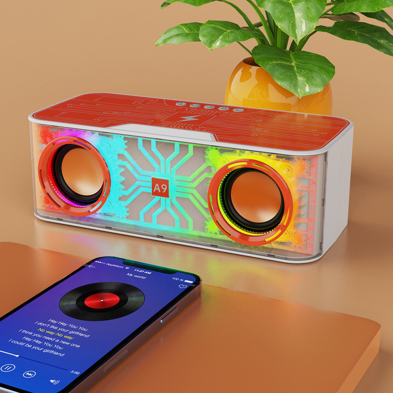 Nouveau haut-parleur Bluetooth, caisson de basses de bureau, lumière colorée, téléphone portable, chargement sans fil, haut-parleur karaoké_voghion.com