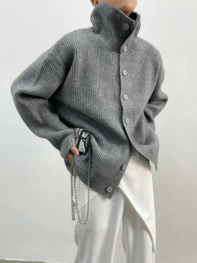 "Oversized Knit Cardigan – Minimalist Open-Front Loose Fit Jacket For Women (Grey/Off-White/Black)"_voghion.com