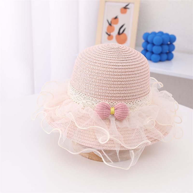 Set di borse di paglia per bambini, parasole per donne, protezione solare, cappello da spiaggia in rete, estivo da principessa_voghion.com