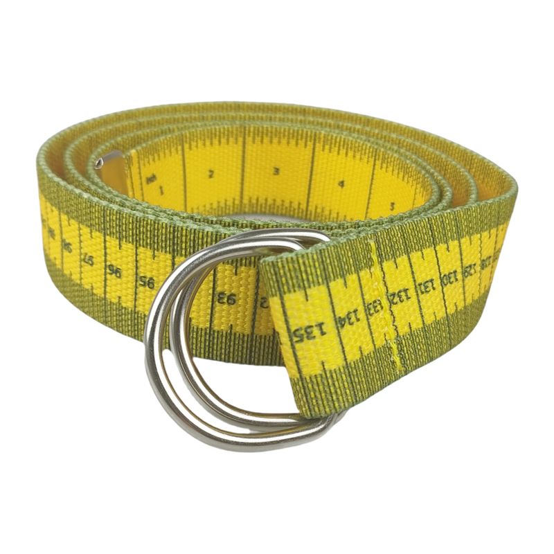Dual-Sided Printed Measuring Tape Belt - Fashionable Alloy Double Ring Buckle Belt With Original Scale Design, Soft Measuring Tool For Waist_voghion.com