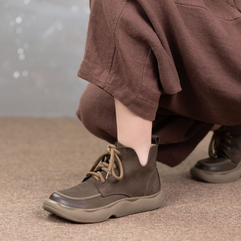 2025 Autumn New Women's Low-Cut British Style Genuine Leather Martin Boots By Huizu Mei_voghion.com