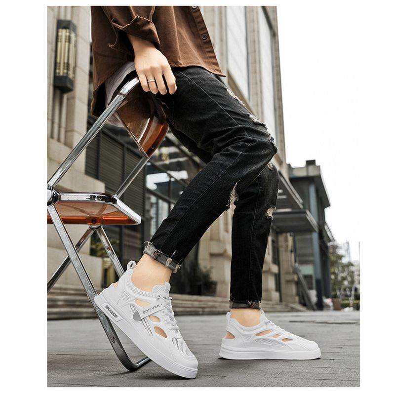 Summer New Breathable Hollow Out Men's Trendy Versatile White Mesh Casual Sneakers Cloth Shoes_voghion.com