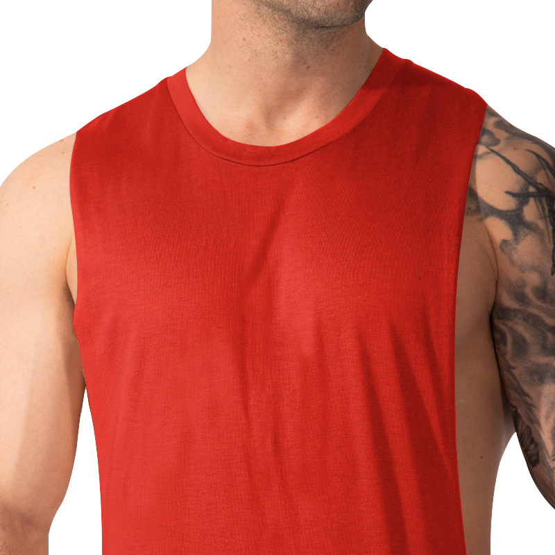 Men's Clothing New Men's Vest Muscular Men's Sports And Leisure Solid Color Men's Sleeveless Vest T Shirt_voghion.com